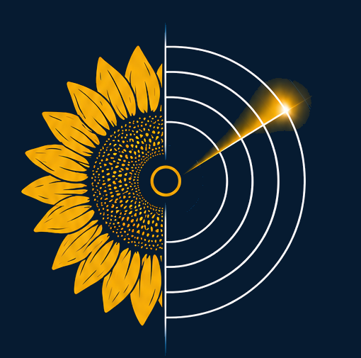Sunflower blended into a radar display